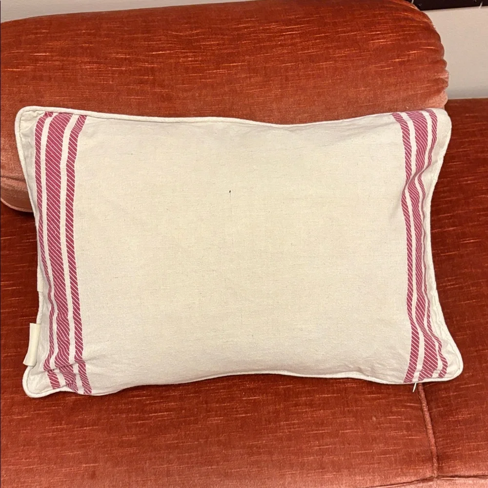 Prairie Rachel Ashwell Joyful Embroidered Holiday Throw Pillow Red Natural 18x11